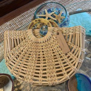 Salt & Burnt Umber Handwoven Straw tote Purse Handbag